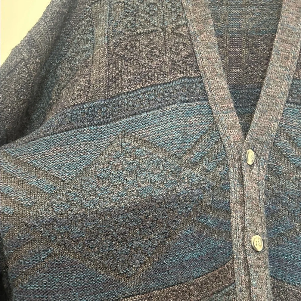Vintage Maglificio Florence Gray Blue Slate Men's Wool Cardigan Sweater XL